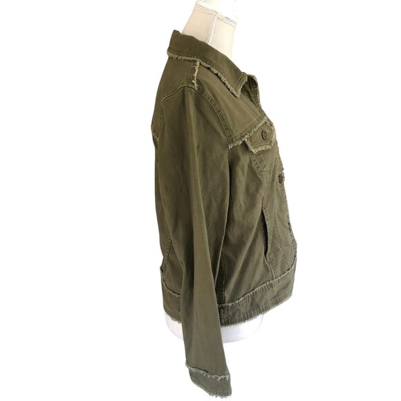 Habitat Olive Green Utility Jacket Women’s Small, Button Front, Frayed Hem - Picture 5 of 9